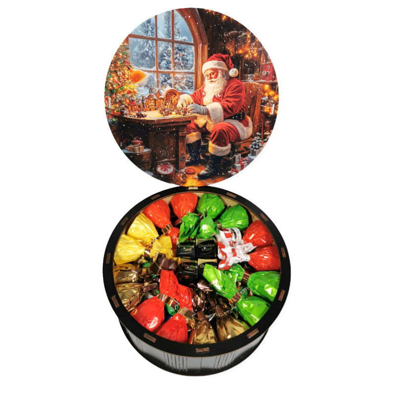 Подарунок №30/6 “Солодка ніч перед Різдвом” 1 кг (21х21х9 см, у дерев'яній коробці), Унікальна цукерка